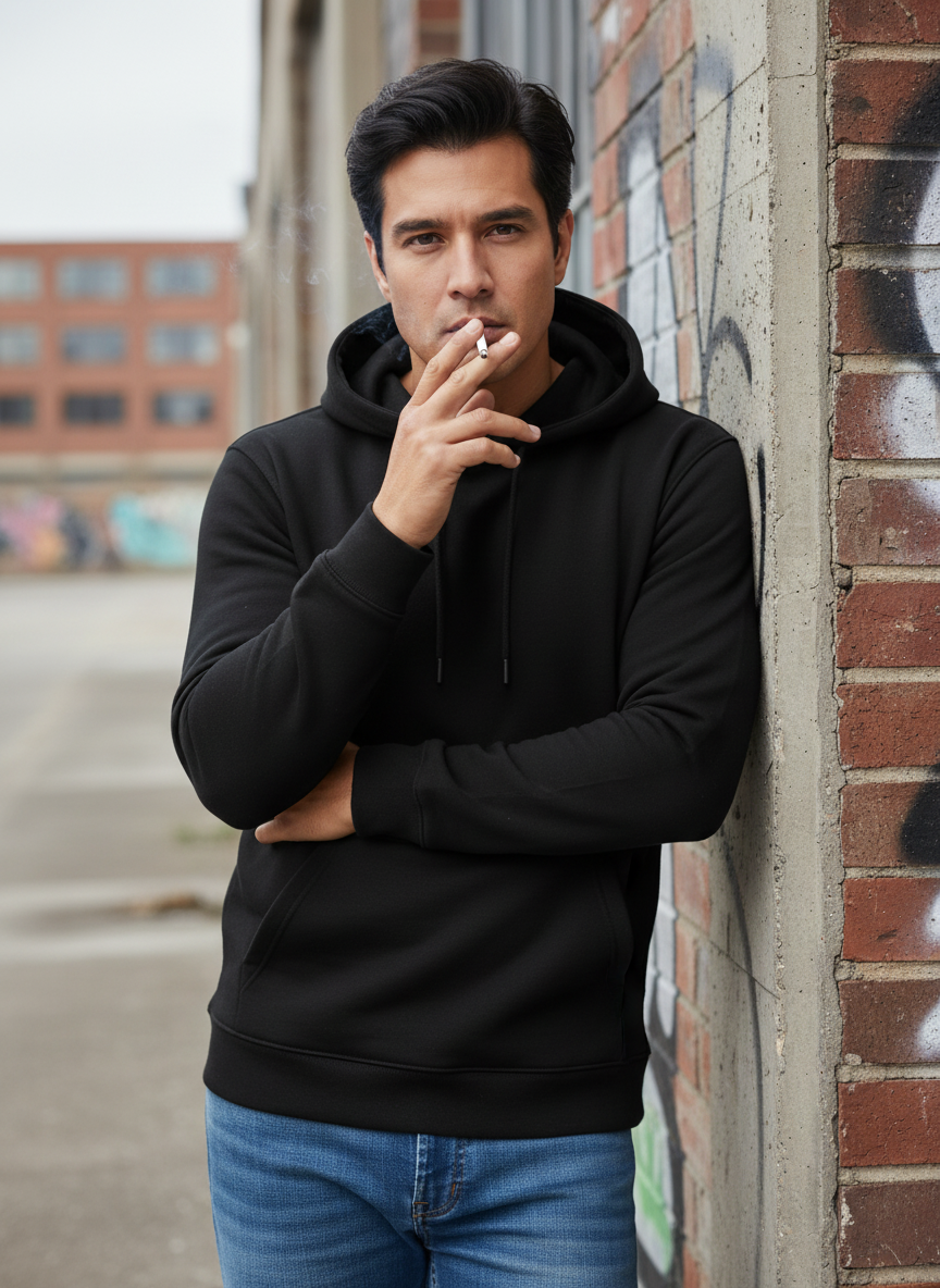 Men's Full Size Kangaroo Pocket Drawstring Hoodie Plus Size