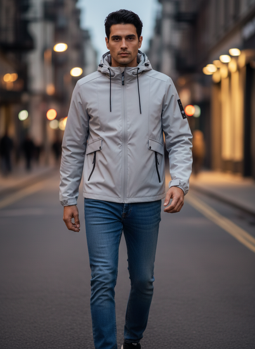 Men's Plus Size Hooded Windproof Casual Jacket