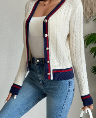 Cable Knit Button-Front Cardigan