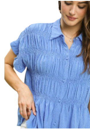 Smocked Flutter Sleeve Blouse