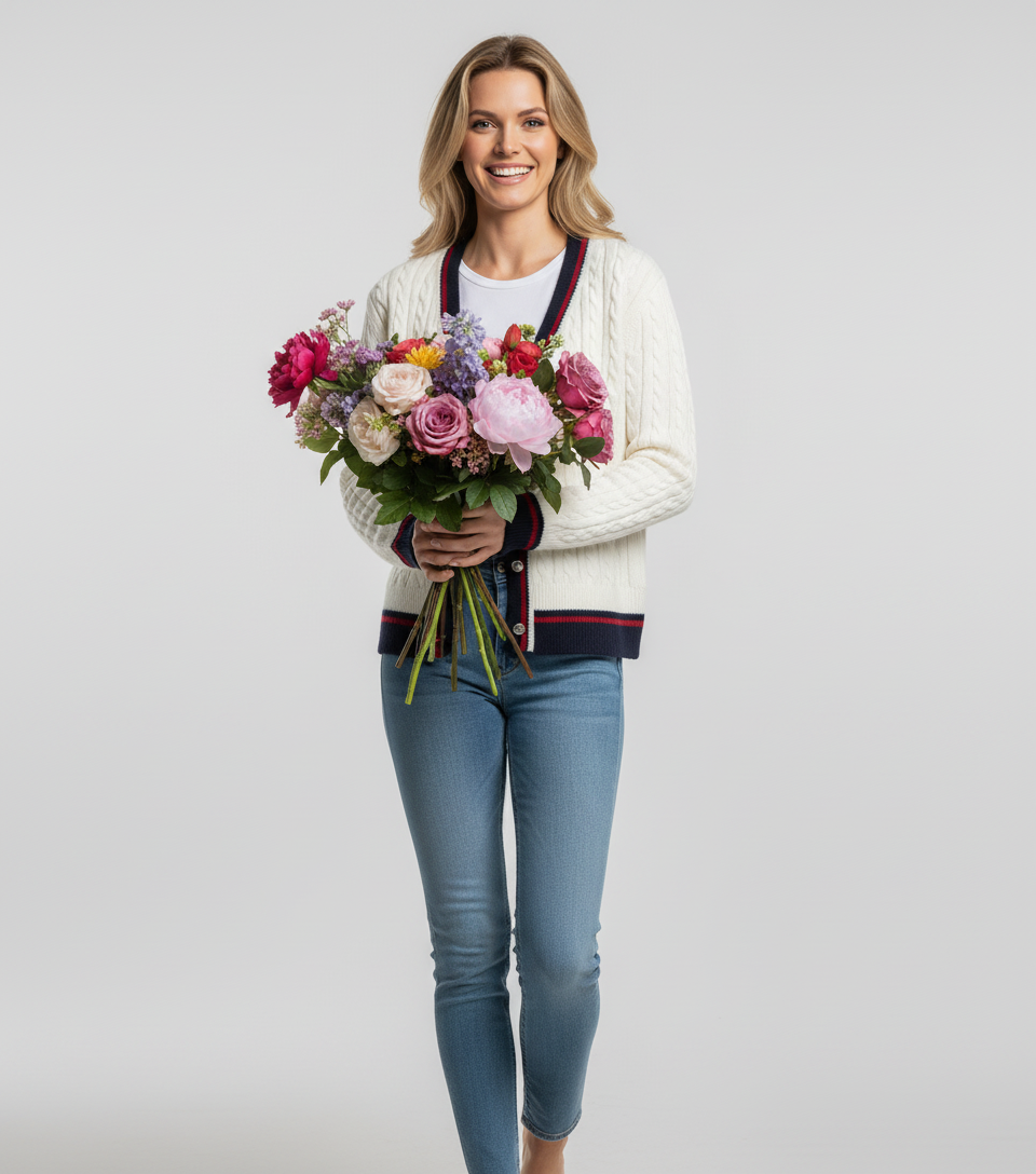 Cable Knit Button-Front Cardigan