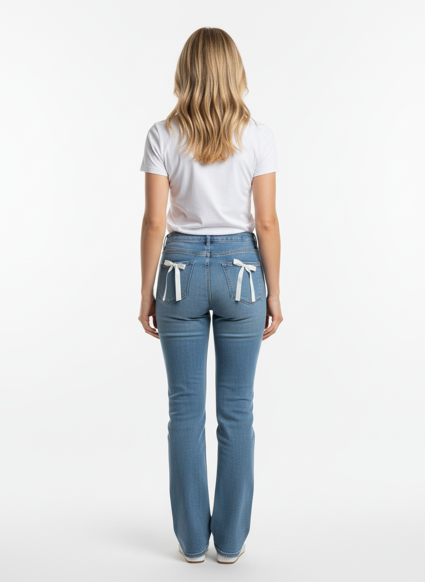 Bow Back Wide Leg Jeans