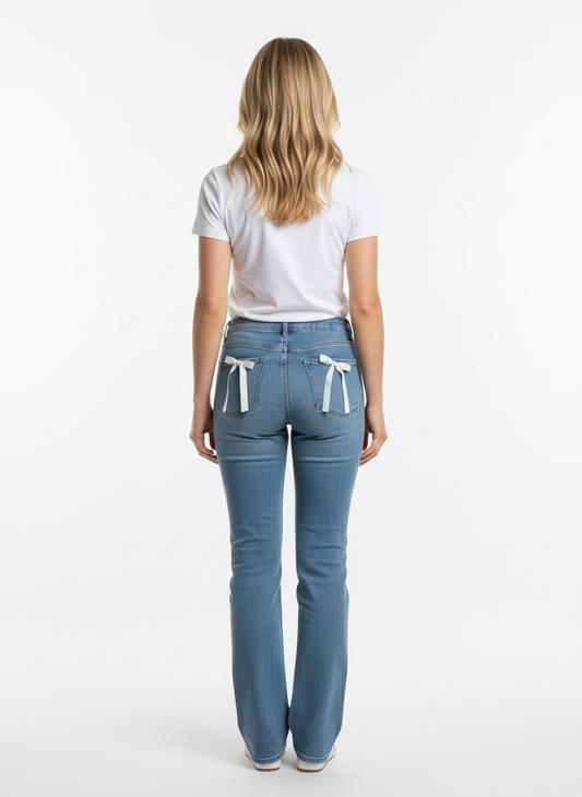 Bow Back Wide Leg Jeans