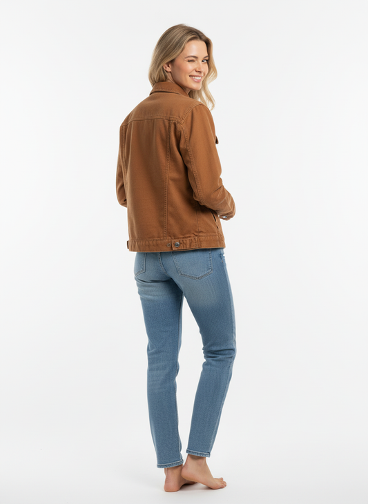 Button Up Drop Shoulder Denim Jacket