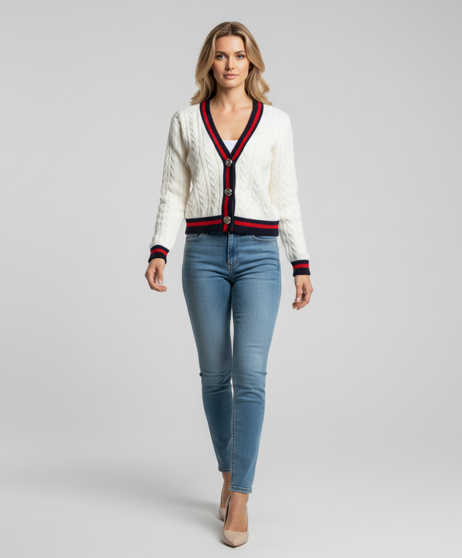 Cable Knit Button-Front Cardigan