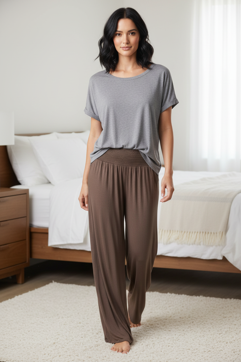Zenana Smocked Waistband Wide Leg Lounge Pants
