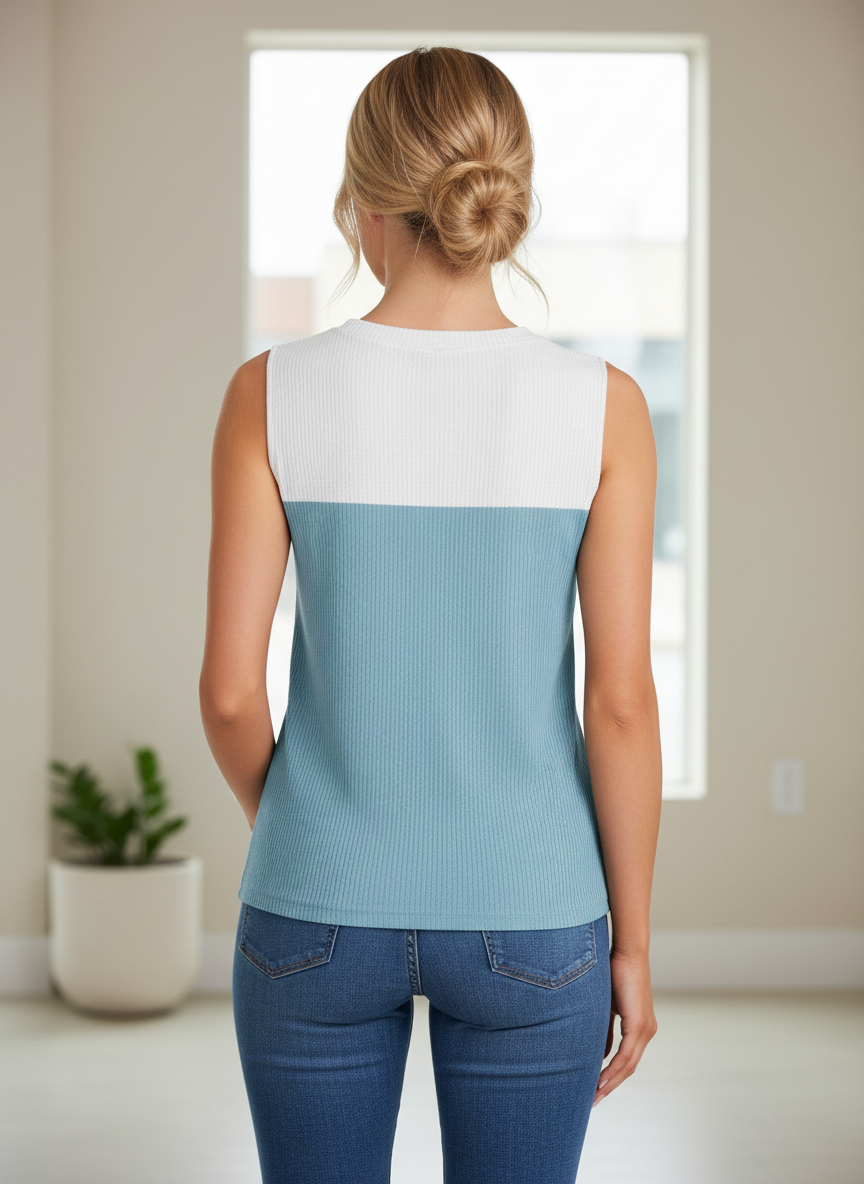 Color Block Round Neck Tank