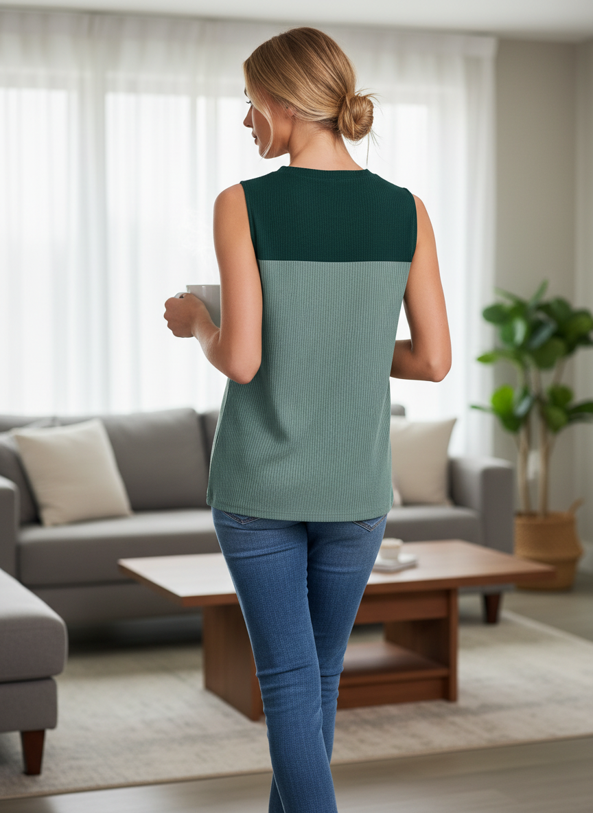 Color Block Round Neck Tank