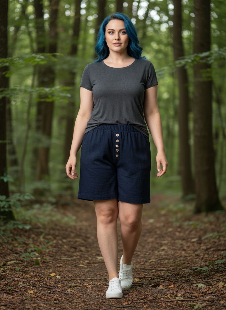 Plus Size Elastic Waist Casual Shorts