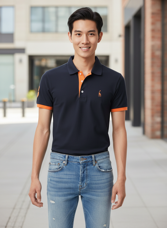 Men's Full Size Contrast Trim Classic Polo Shirt Plus Size