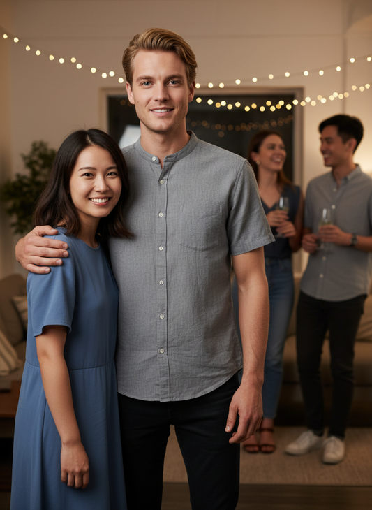 Men's Plus Size Casual Linen Short Sleeve Shirt