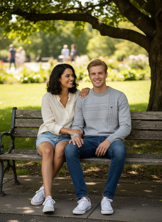 Men's Round Neck Striped Sweater