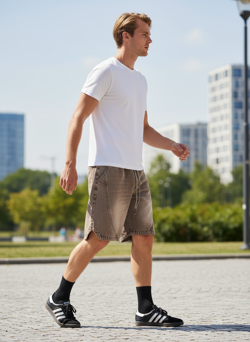 Men's Plus Size Drawstring Denim Shorts
