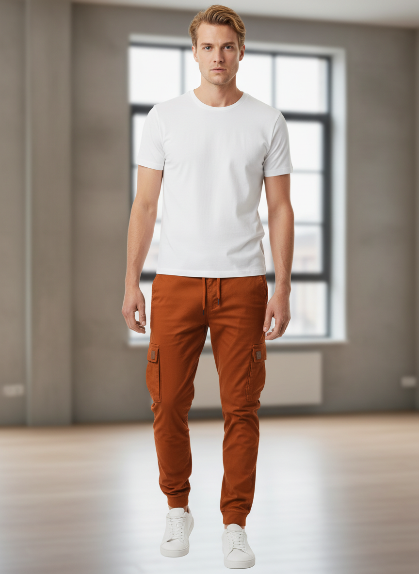 Men's Full Size Cargo Jogger with Drawstring Waistband Plus Size