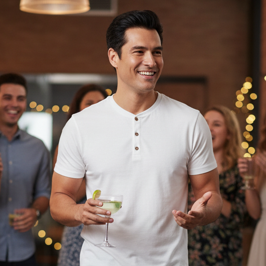 Men's Short Sleeve Henley Polo Shirt