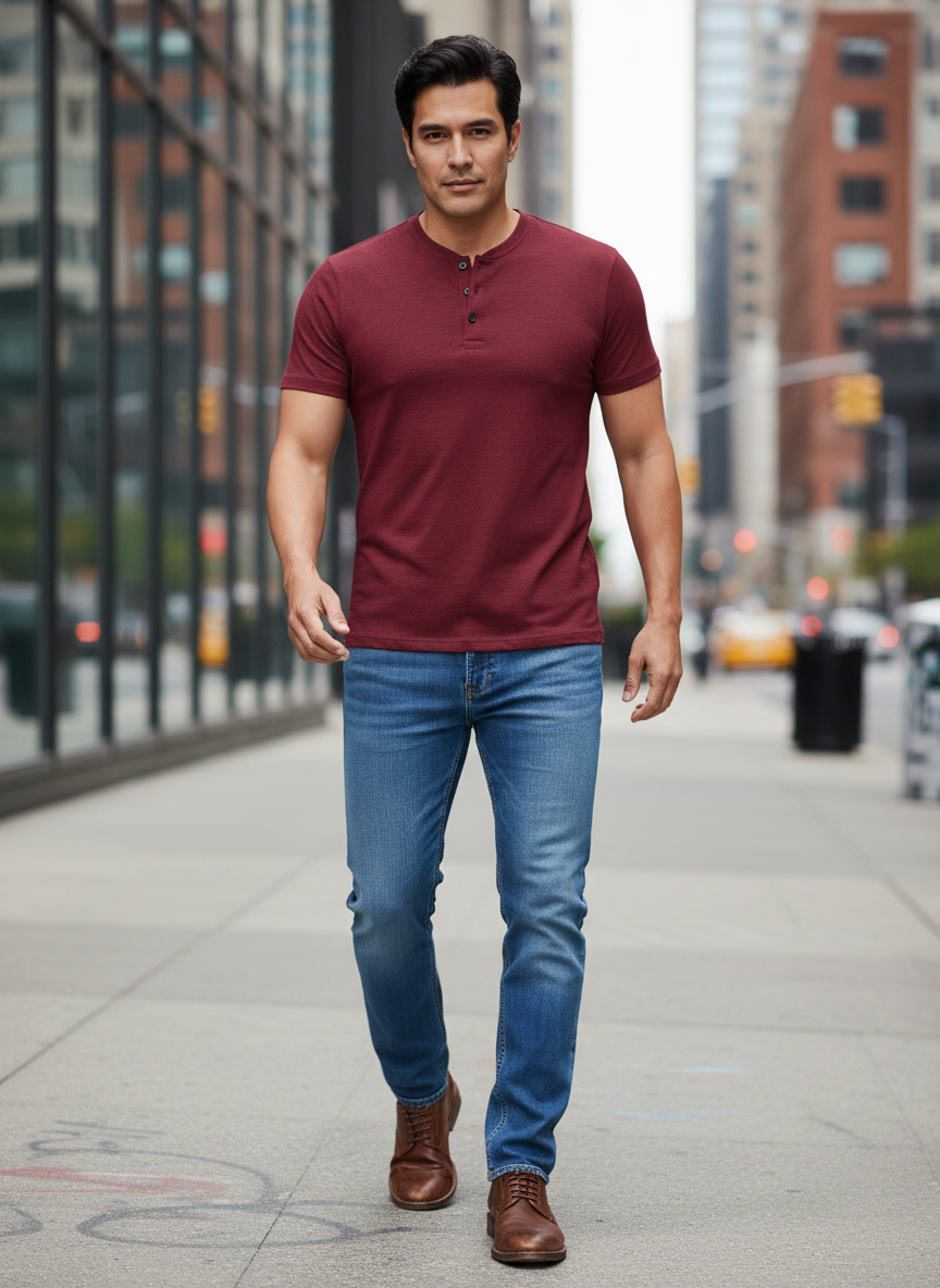 Men's Full Size Button Detail Short Sleeve Polo Plus Size
