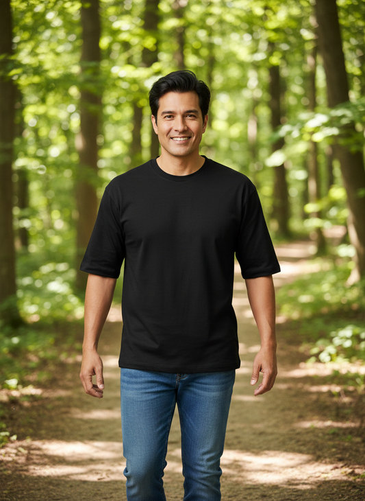 Men's Full Size Round Neck Half Sleeve T-Shirt Plus Size