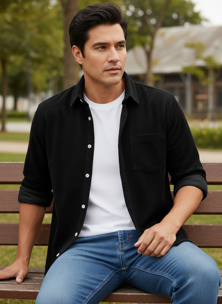 Men's Plus Size Button Up Long Sleeve Shirt