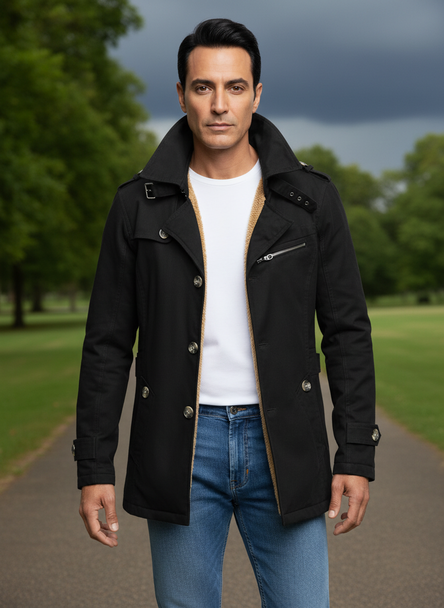 Men's Plus Size Button Up Long Sleeve Coat