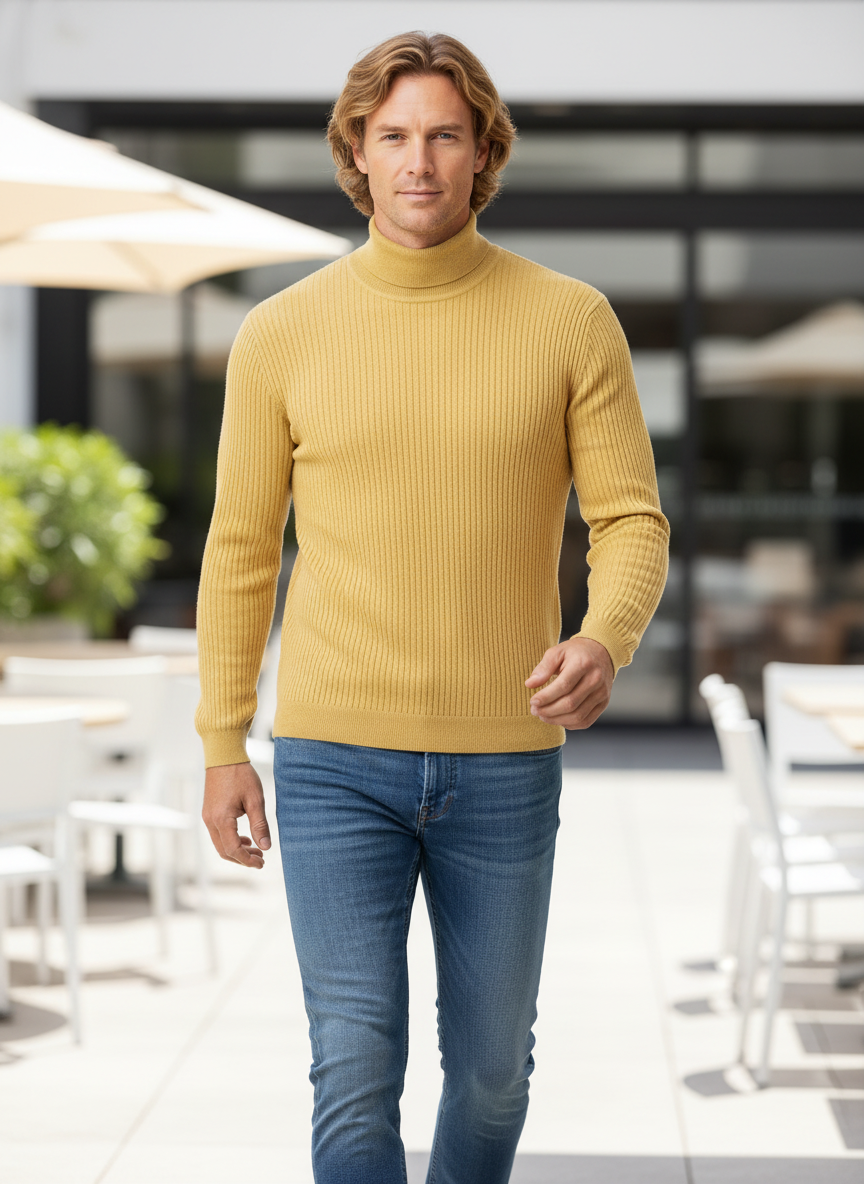 Men's Mock Neck Long Sleeve Sweater