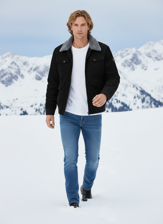 Men's Plus Size Corduroy Sherpa Lined Winter Coat