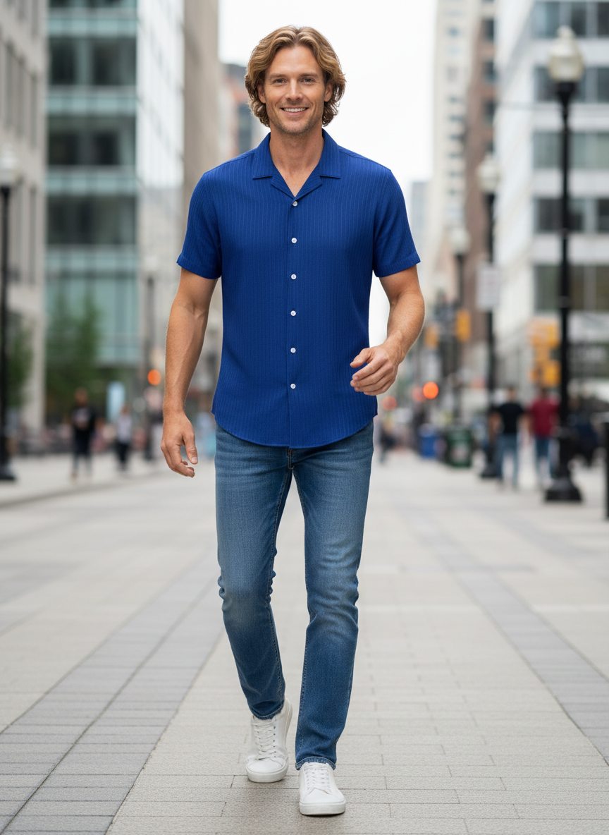 Men's Full Size Button Up Short Sleeve Shirt Plus Size