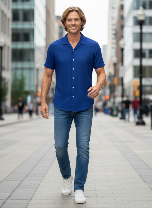 Men's Full Size Button Up Short Sleeve Shirt Plus Size