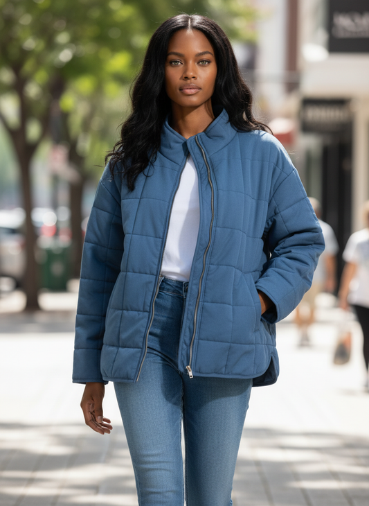 Quilted Zip Up Outerwear
