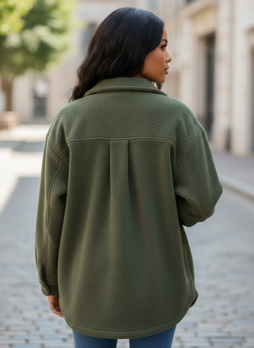 Plus Size Button-Down Dropped Shoulder Shacket