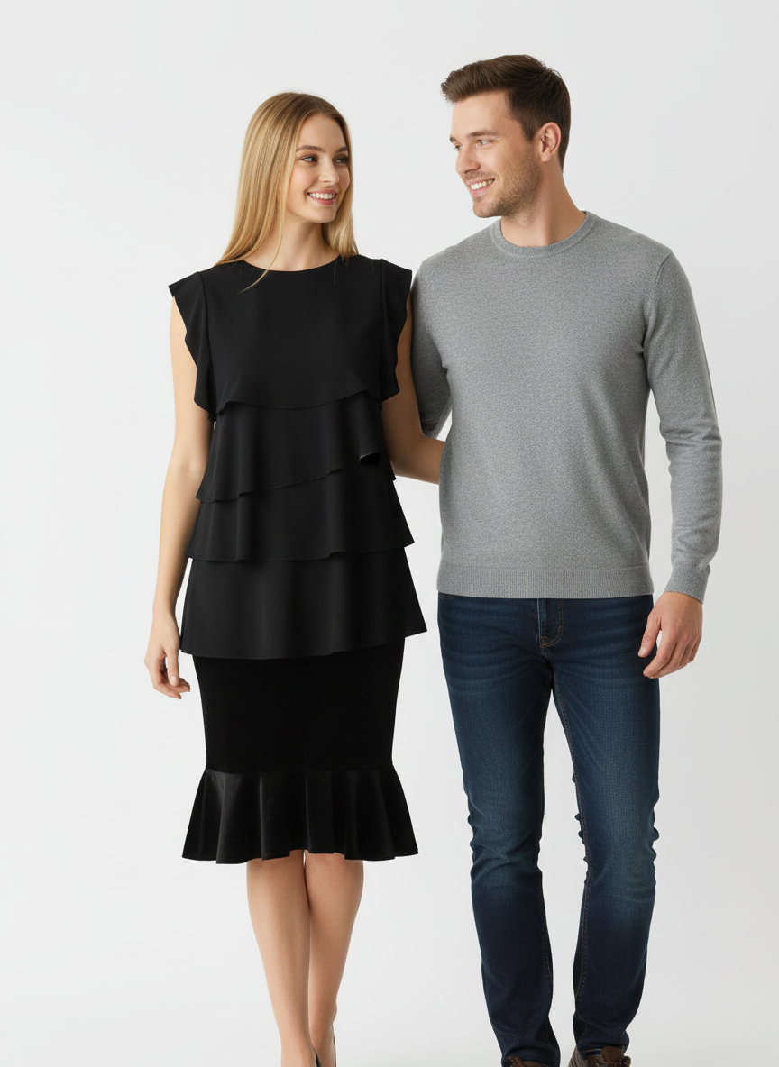 Full Size Ruffle Layered Flutter Sleeve Dress Plus Size