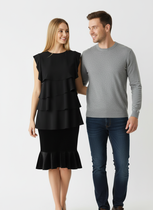 Full Size Ruffle Layered Flutter Sleeve Dress Plus Size