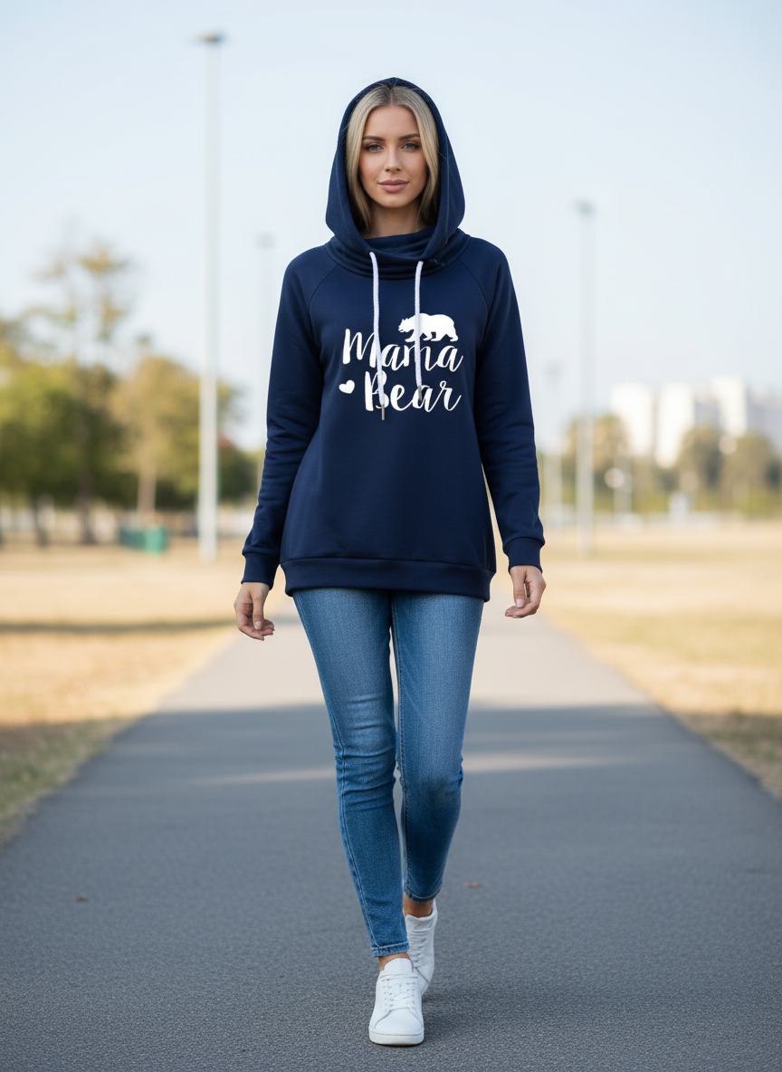 Drawstring Letter Graphic Long Sleeve Hoodie