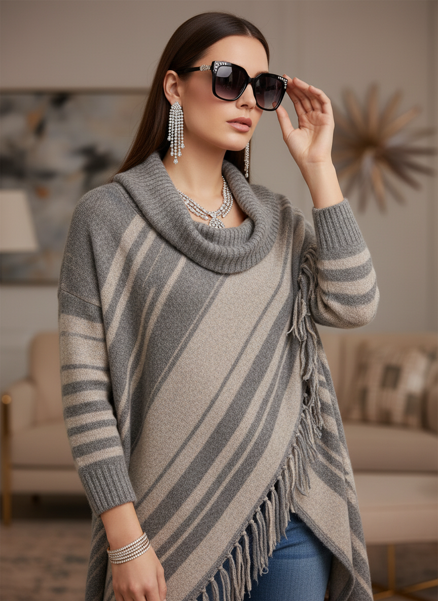 Fringe Long Sleeve Wrap Cardigan