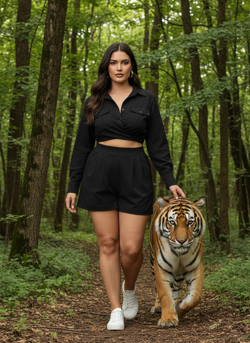 Full Size Long Sleeve Top and Shorts Denim Set Plus Size