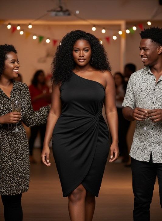 Plus Size Twisted One Shoulder Sleeveless Midi Dress