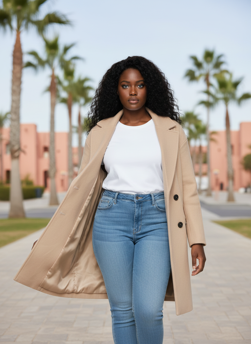 Full Size Double-Breasted Wool Coat Plus Size