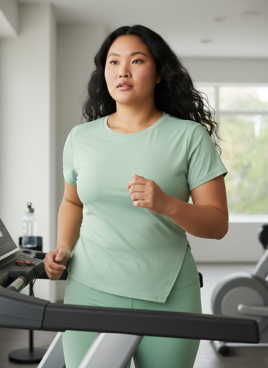 Full Size Slit Round Neck Short Sleeve Active T-Shirt Plus Size