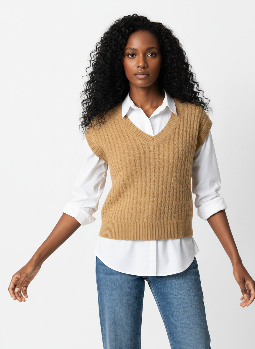 Cable-knit V-Neck Sweater Vest