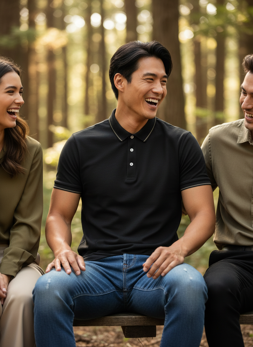 Men's Button Detail Short Sleeve Polo