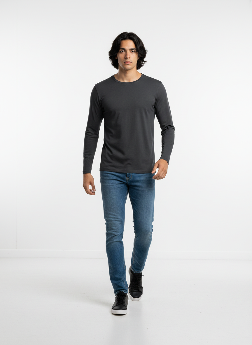 Men's Plus Size Solid Color Long Sleeve Casual T-Shirt